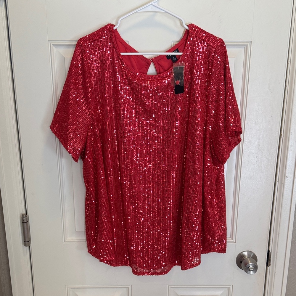 Torrid Pink Sequin Blouse